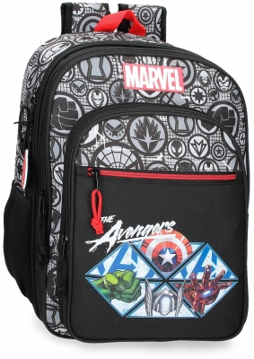 Ghiozdan scoala baieti, Marvel Avengers Heroes, 2 compartimente, negru